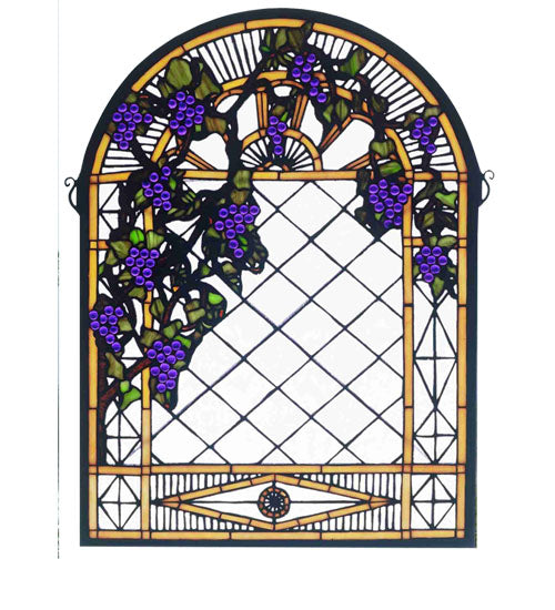 22"W X 30"H Grape Diamond Trellis Stained Glass Window