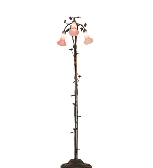 58" High Pink Tiffany Pond Lily 3 Light Floor Lamp