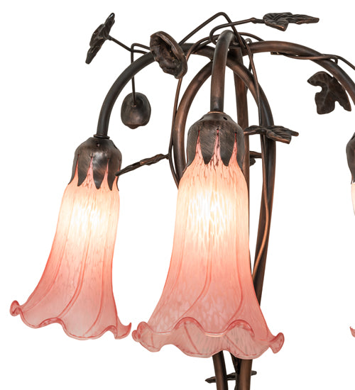 58" High Pink Tiffany Pond Lily 3 Light Floor Lamp