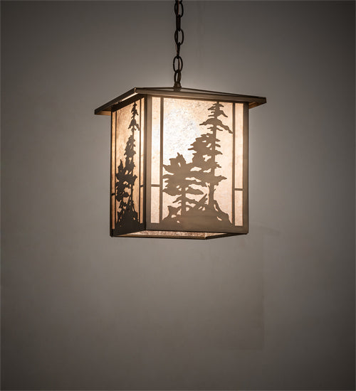 12" Square Tall Pines Lantern Pendant