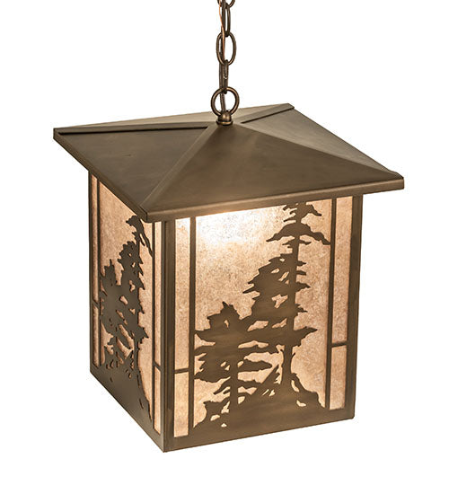 12" Square Tall Pines Lantern Pendant