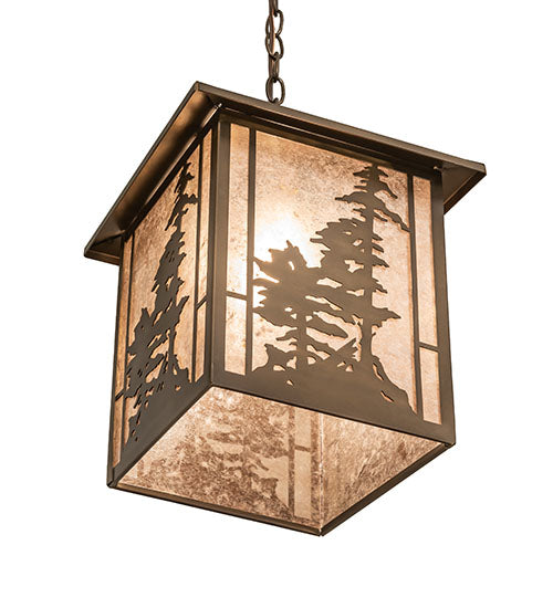 12" Square Tall Pines Lantern Pendant