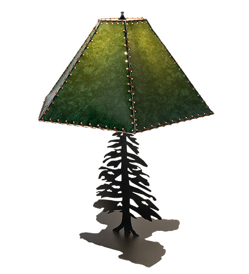 24"H Tall Pines Faux Leather Shade Table Lamp