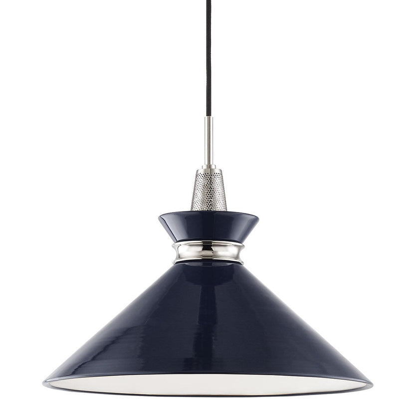 Kiki Pendant 15" - Polished Nickel/Navy