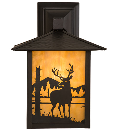 9"Sq Seneca Deer At Lake Solid Mount Wall Sconce