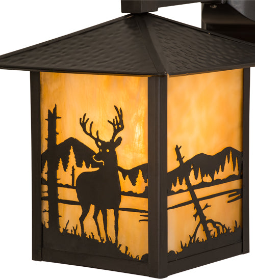 9"Sq Seneca Deer At Lake Solid Mount Wall Sconce