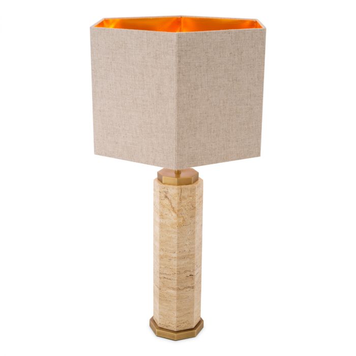 Table Lamp Newman Travertine Including Shade