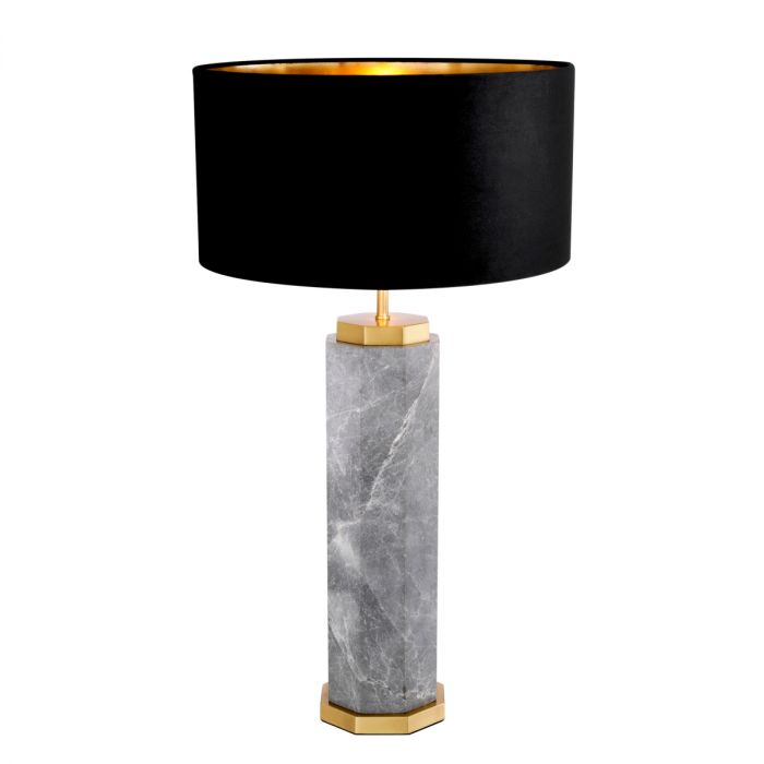 Table Lamp Newman Grey Marble Including Shade