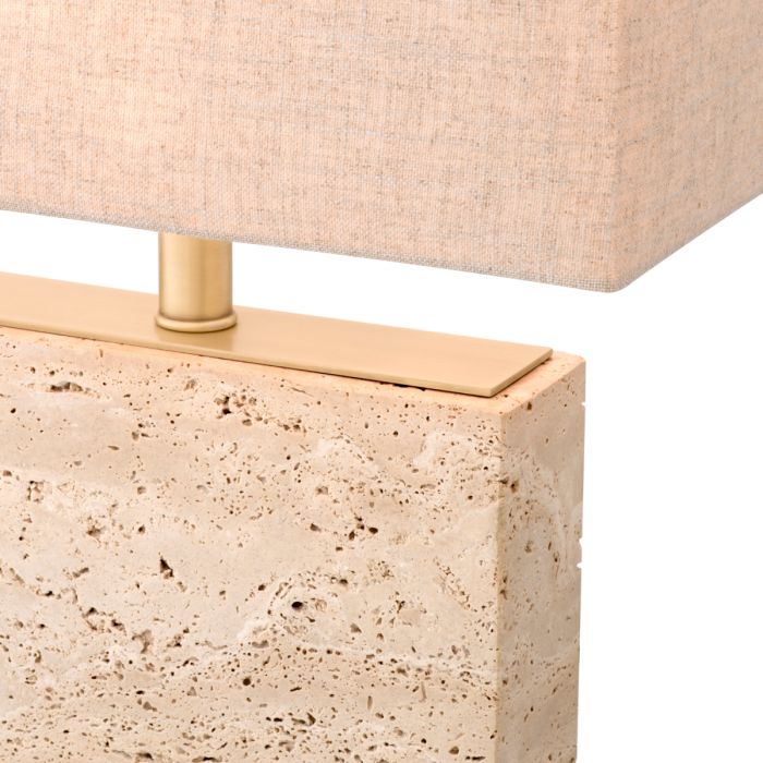 Table Lamp Newton Small Travertine Including Shade