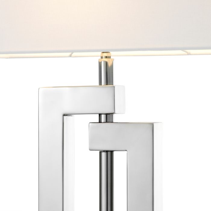 Table Lamp Leroux Polished Stainless Steel Including Shade