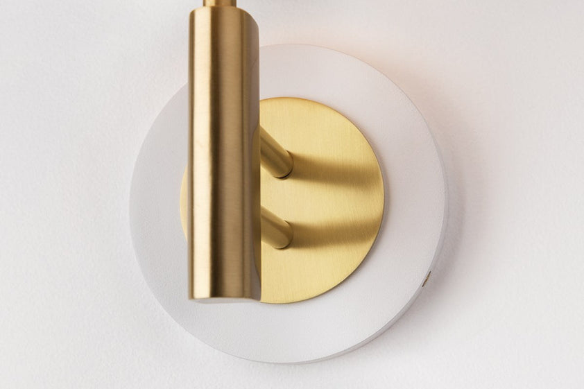 Robbie Wall Sconce - Aged Brass/White