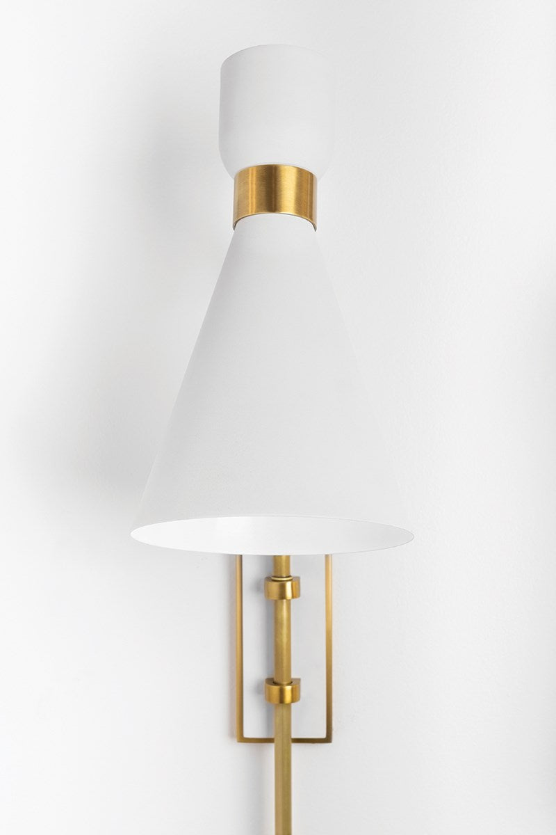 Willa Wall Sconce - Aged Brass/White