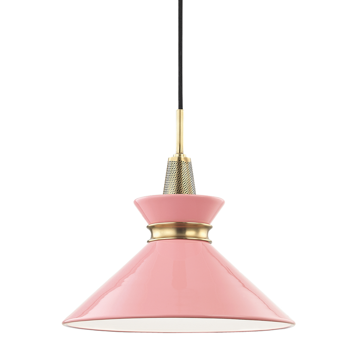 Kiki Pendant 13" - Aged Brass/Pink