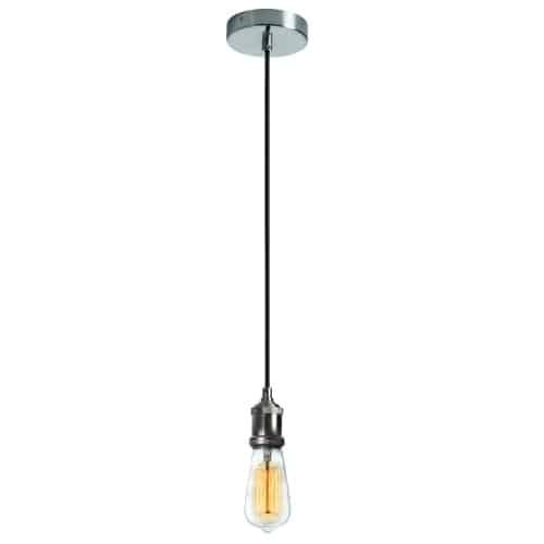 Dainolite 1 Light Pendant, Satin Chrome Finish, 4 foot cord