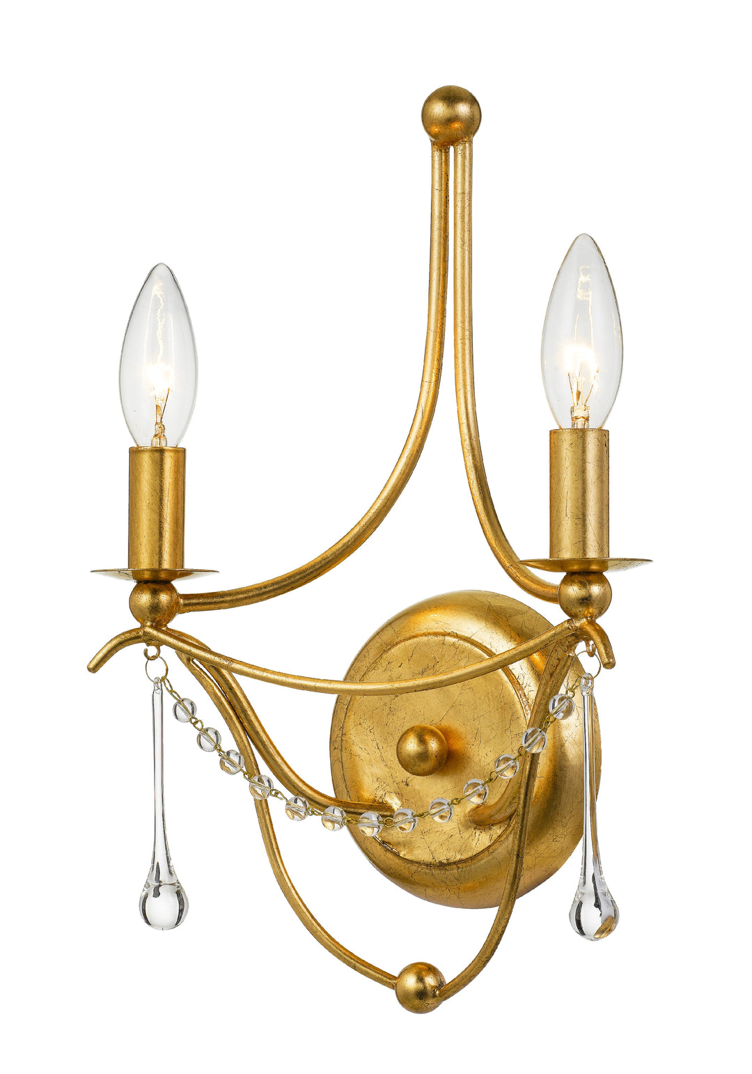 Crystorama Metro 2 Light Antique Gold Sconce