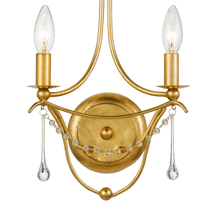 Crystorama Metro 2 Light Antique Gold Sconce