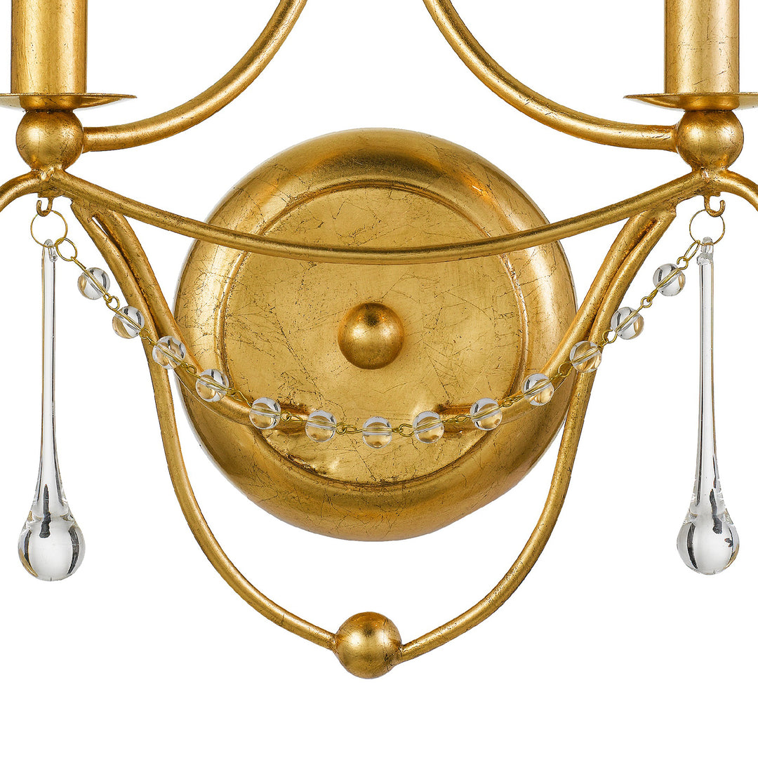 Crystorama Metro 2 Light Antique Gold Sconce