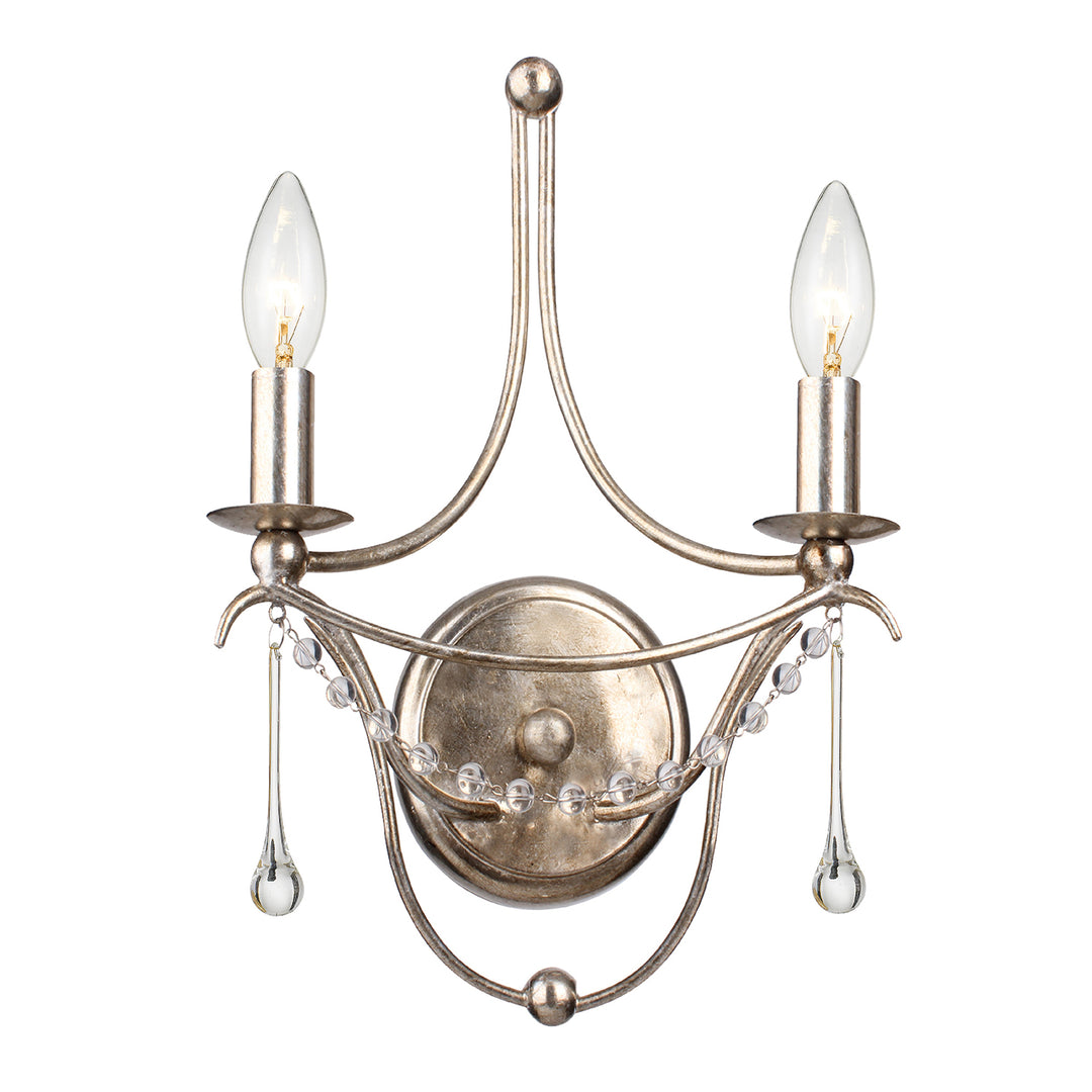 Crystorama Metro 2 Light Antique Gold Sconce