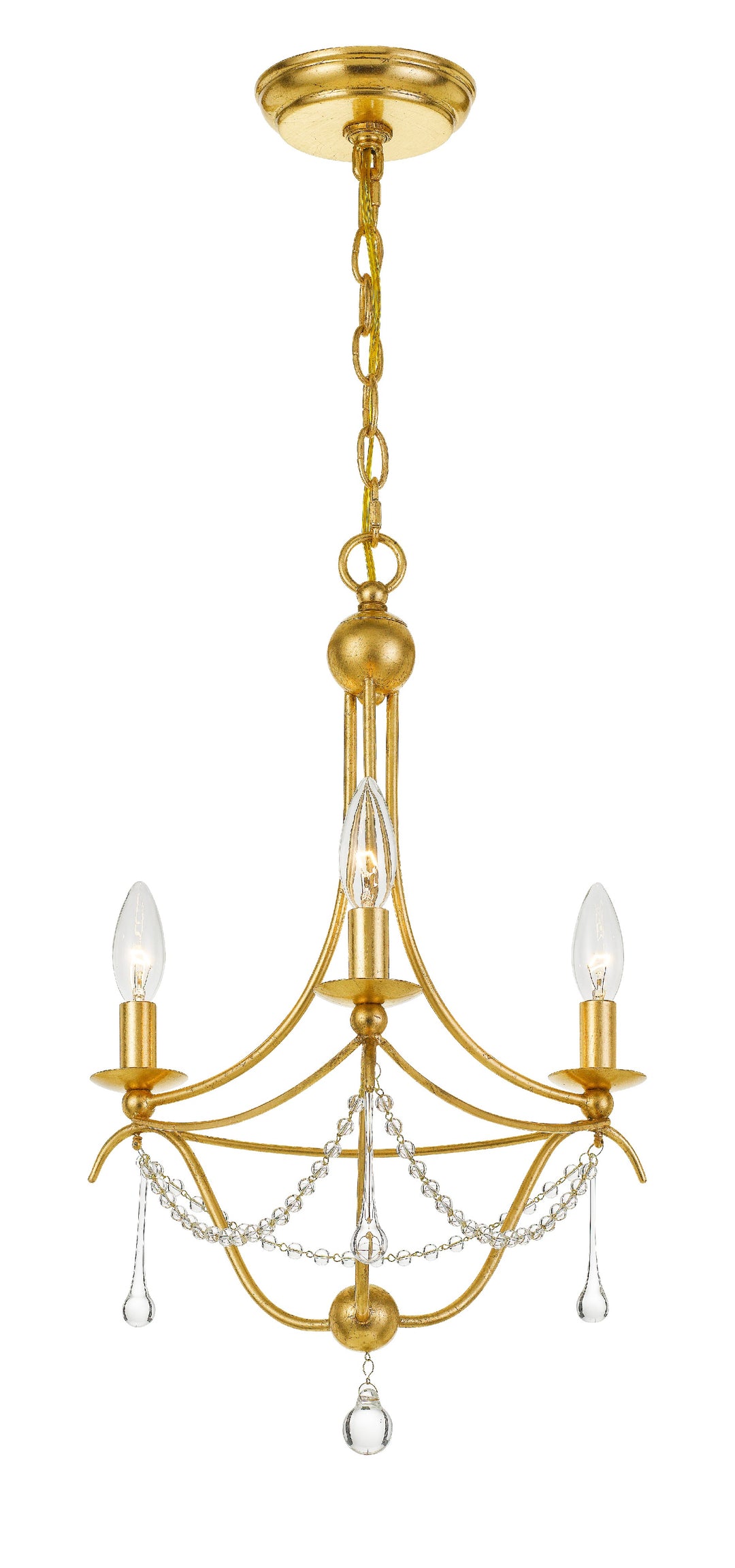 Crystorama Metro 3 Light Antique Gold Mini Chandelier