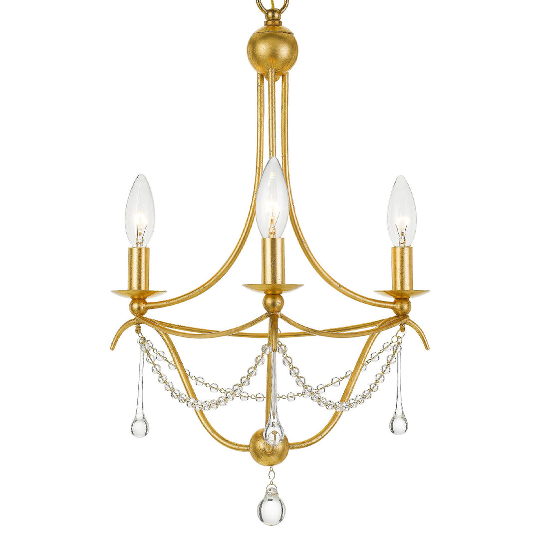 Crystorama Metro 3 Light Antique Gold Mini Chandelier