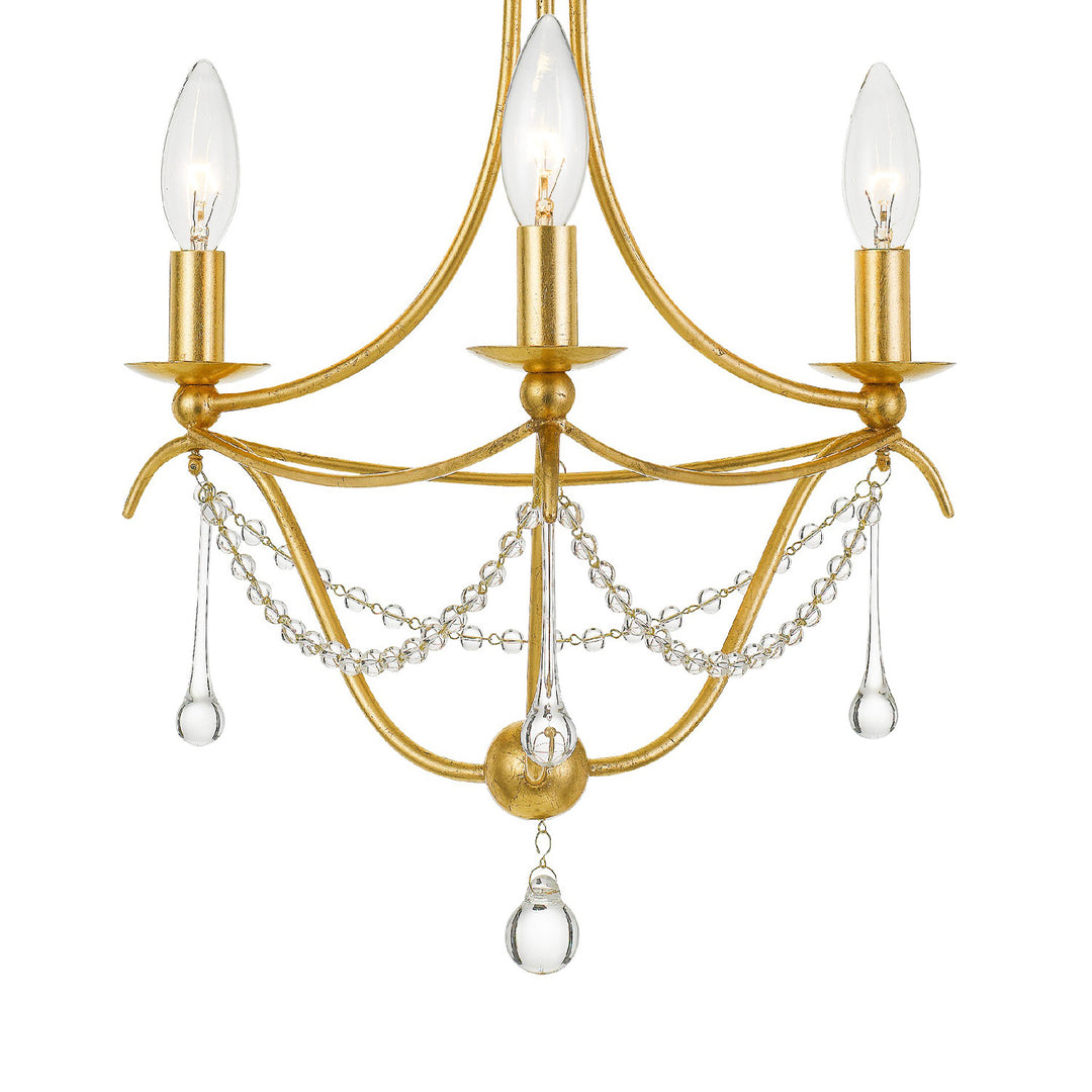 Crystorama Metro 3 Light Antique Gold Mini Chandelier