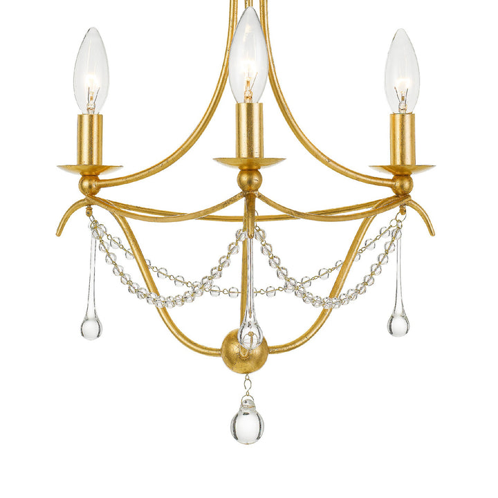 Crystorama Metro 3 Light Antique Gold Mini Chandelier