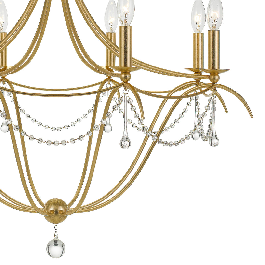 Crystorama Metro 8 Light Crystal Beads Antique Gold Chandelier