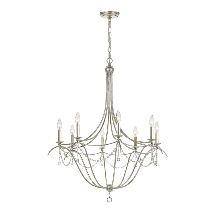 Metro 8 Light Crystal Beads Antique Gold Chandelier