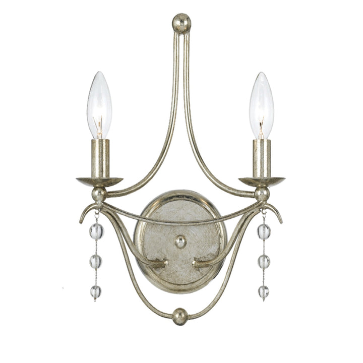 Crystorama Metro 2 Light Antique Silver Sconce