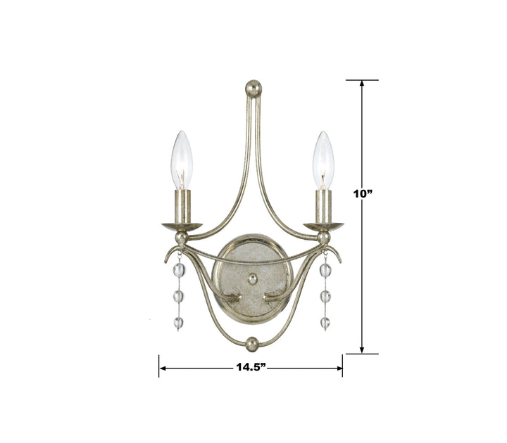 Crystorama Metro 2 Light Antique Silver Sconce