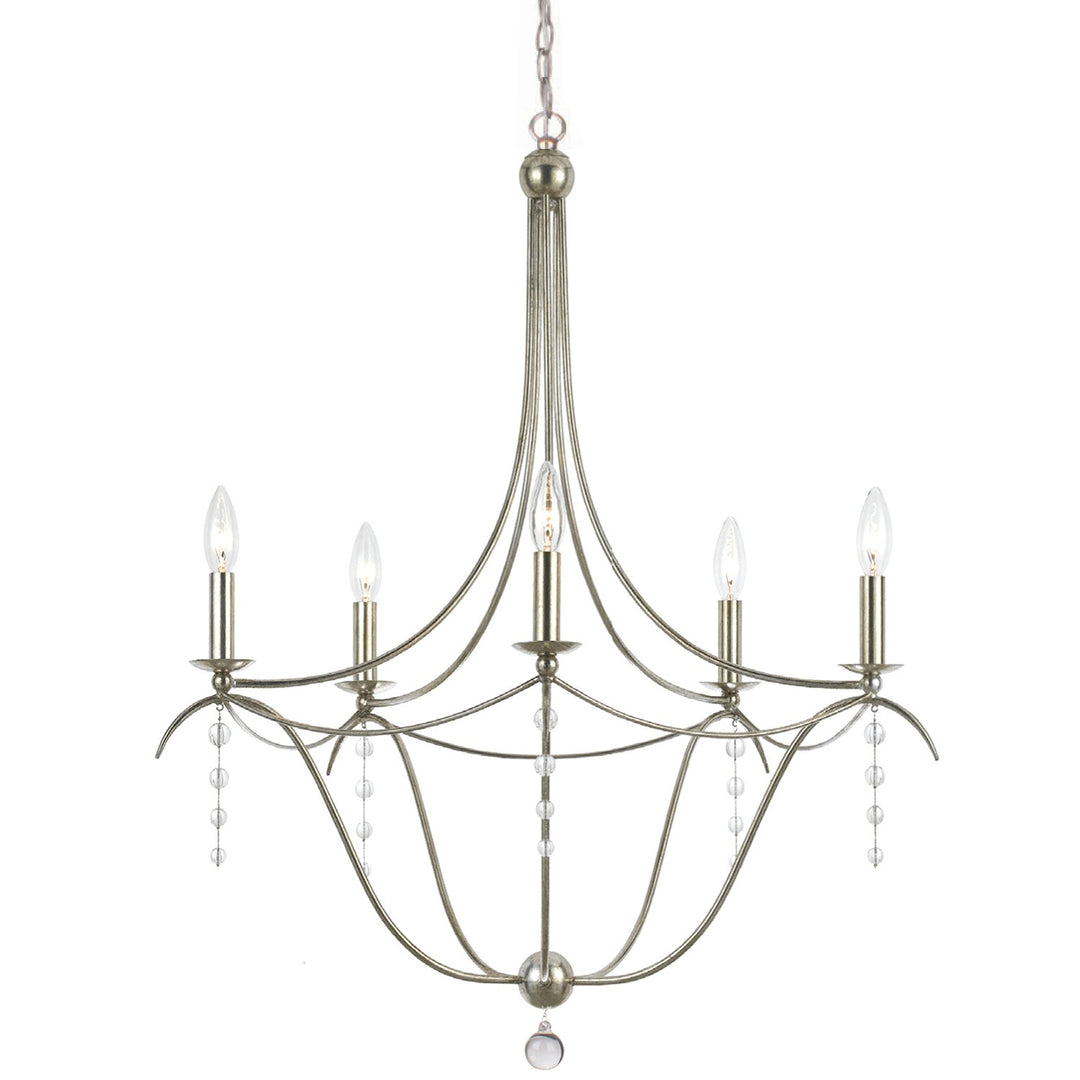 Metro 5 Light Crystal Antique Silver Chandelier