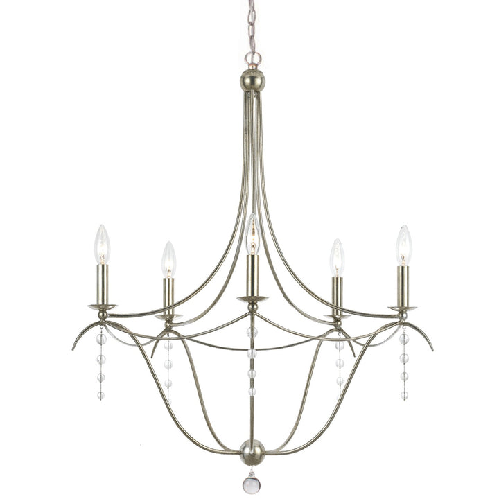 Crystorama Metro 5 Light Crystal Antique Silver Chandelier