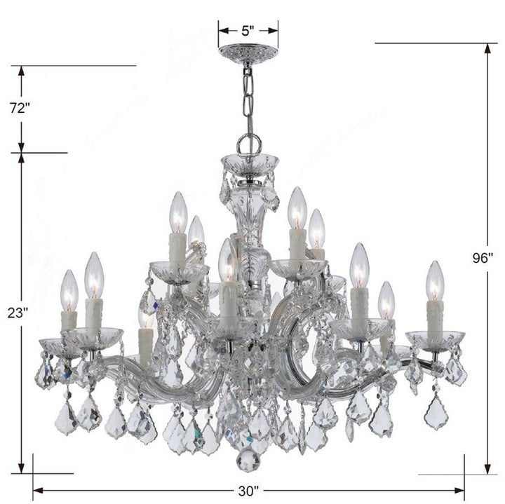 Crystorama Maria Theresa 12 Light Hand Cut Crystal Gold Chandelier