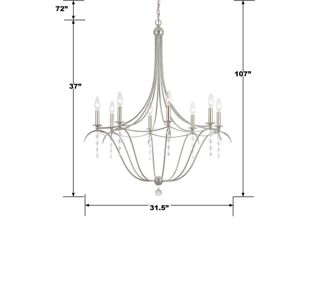 Crystorama Metro 8 Light Antique Silver Chandelier