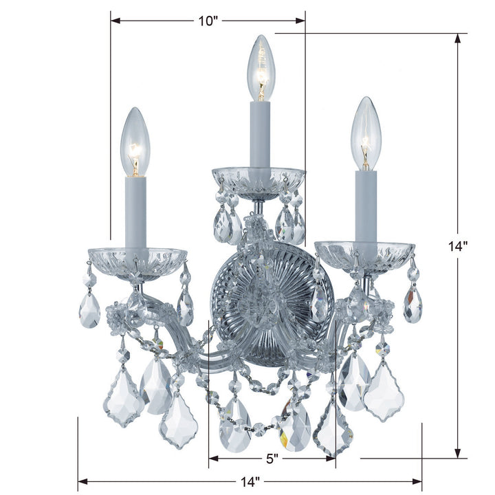 Crystorama Maria Theresa 3 Light Hand Cut Crystal Gold Sconce