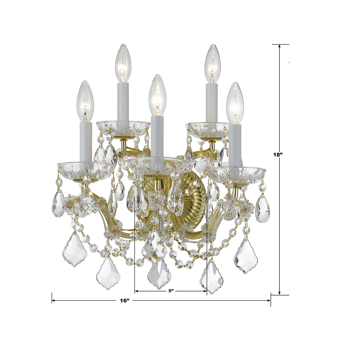 Crystorama Maria Theresa 5 Light Hand Cut Crystal Gold Sconce