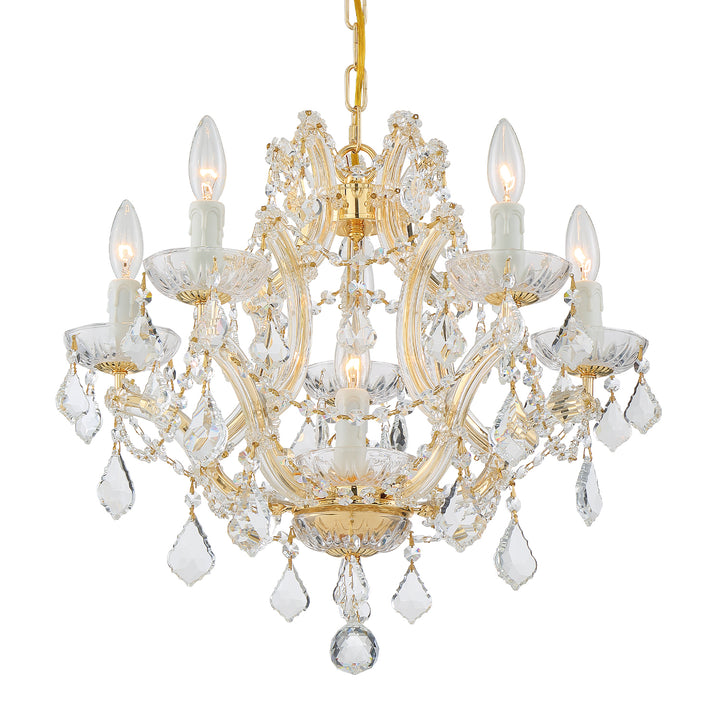 Crystorama Maria Theresa 6 Light Clear Italian Crystal Gold Chandelier