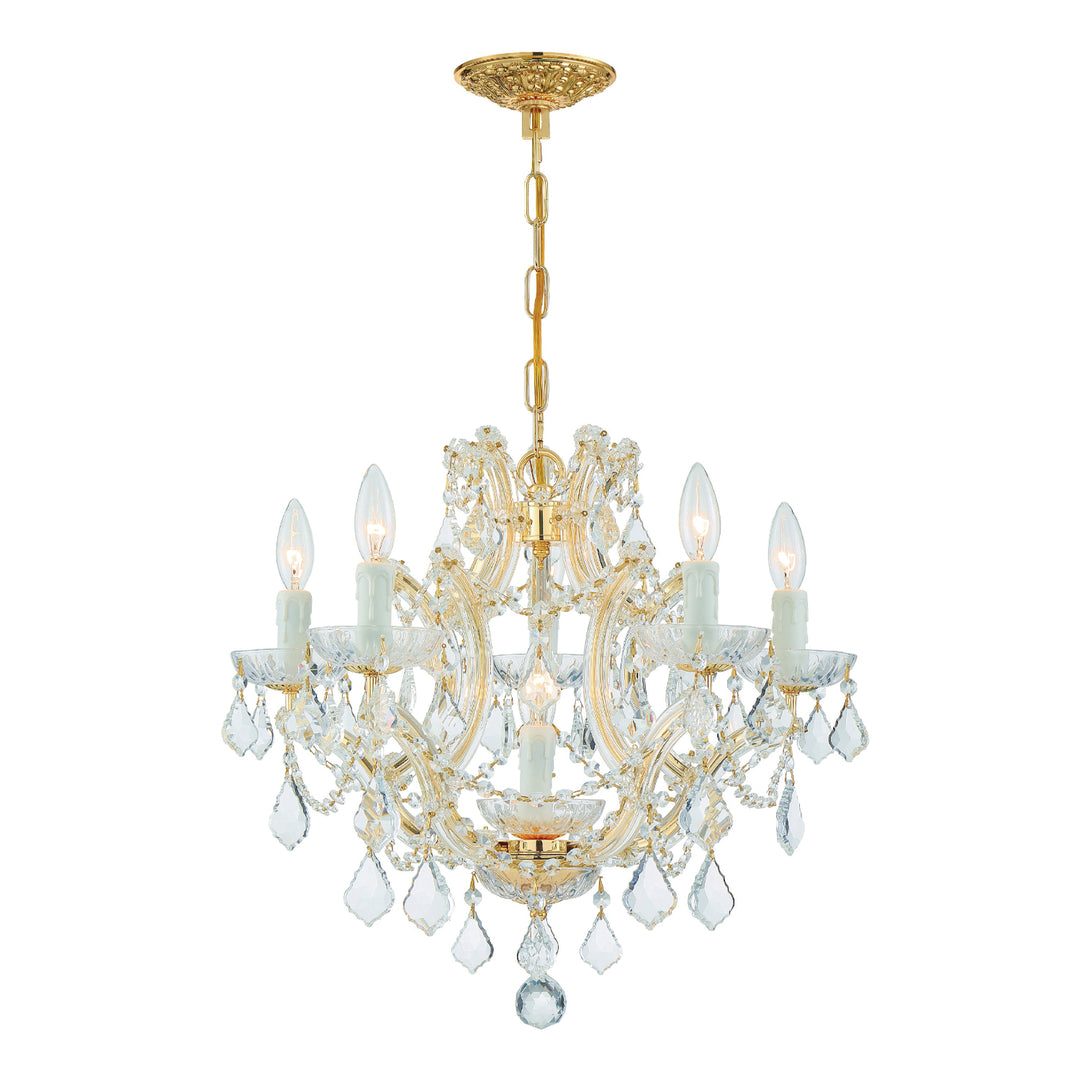 Maria Theresa 6 Light Clear Italian Crystal Gold Chandelier