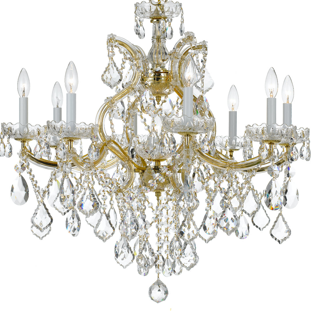 Crystorama Maria Theresa 9 Light Hand Cut Crystal Gold Chandelier