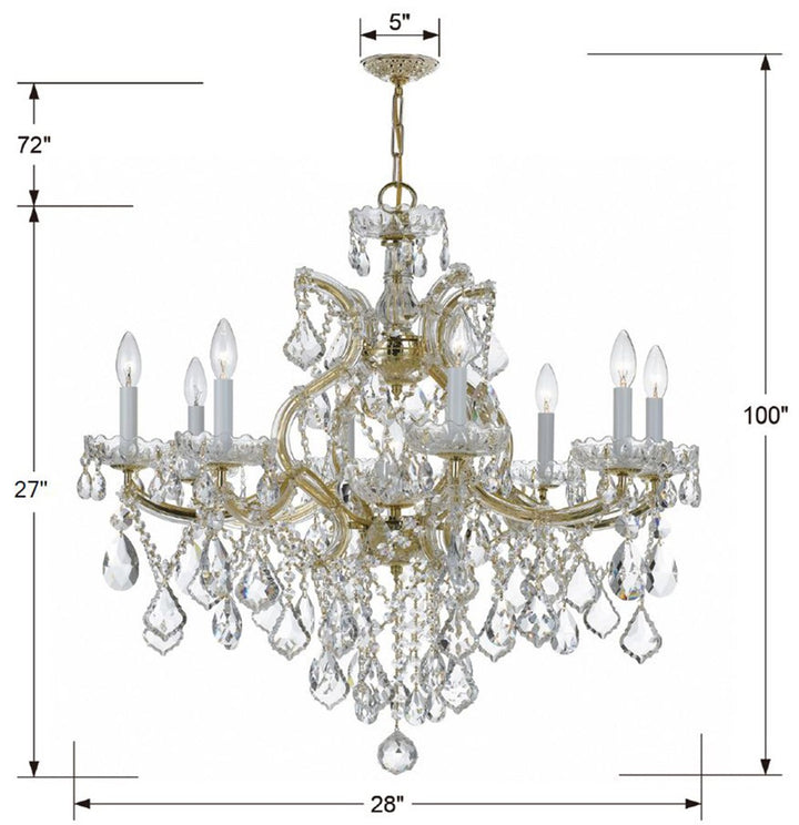 Crystorama Maria Theresa 9 Light Hand Cut Crystal Gold Chandelier