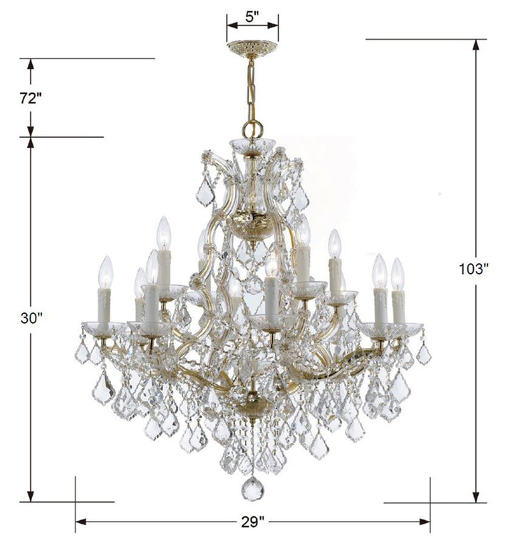 Crystorama Maria Theresa 13 Light Spectra Crystal Gold Chandelier