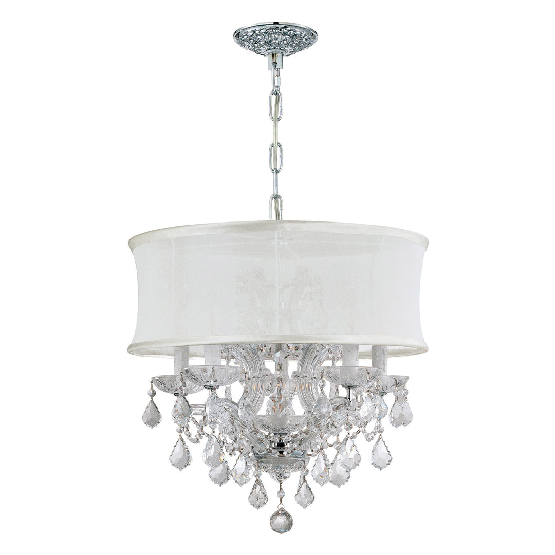 Brentwood 6 Light Swarovski Strass Crystal Gold Drum Shade Chandelier