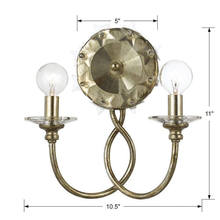 Crystorama Willow 2 Light Antique Silver Sconce