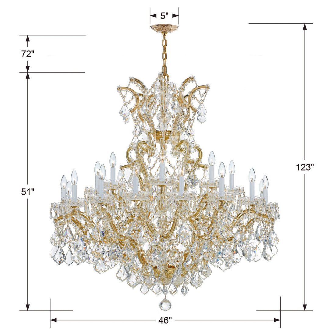 Crystorama Maria Theresa 25 Light Swarovski Strass Crystal Gold Chandelier