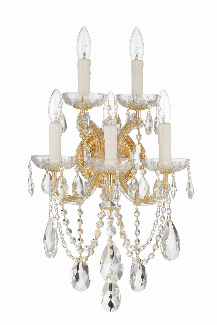 Crystorama Maria Theresa 5 Light Hand Cut Crystal Gold Sconce