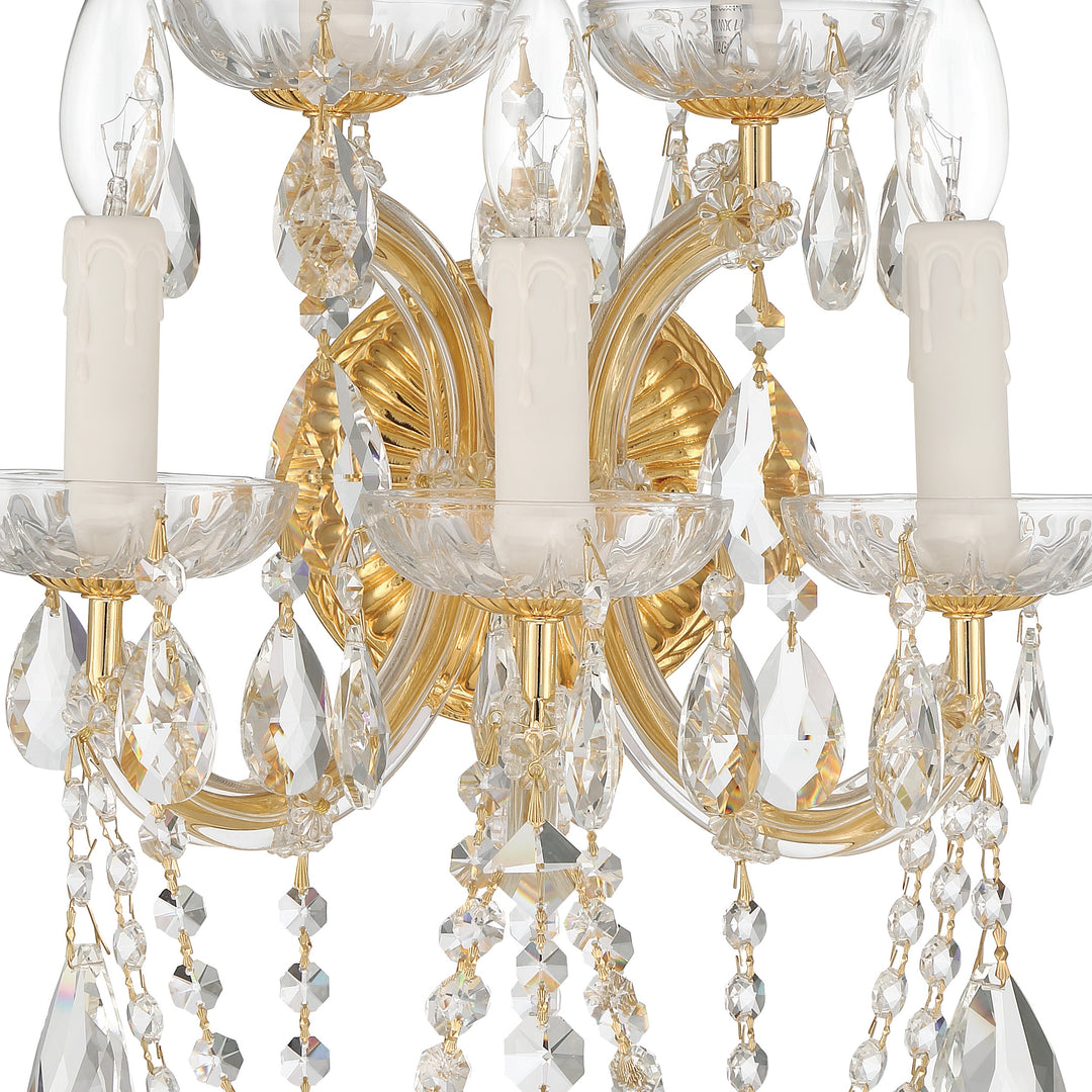 Crystorama Maria Theresa 5 Light Hand Cut Crystal Gold Sconce