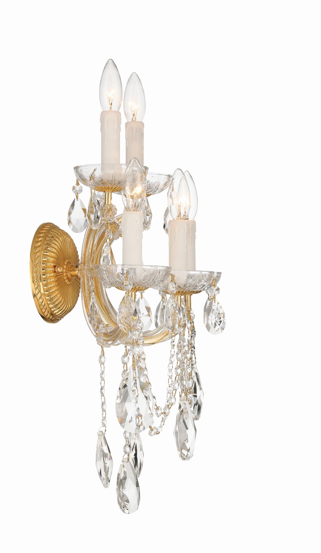 Crystorama Maria Theresa 5 Light Hand Cut Crystal Gold Sconce