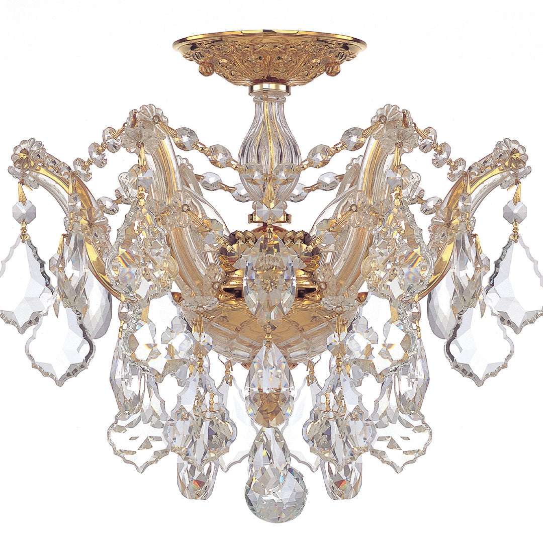 Crystorama Maria Theresa 3 Light Spectra Crystal Gold Semi Flush Mount