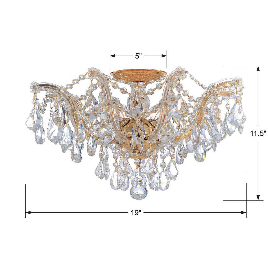 Crystorama Maria Theresa 5 Light Spectra Crystal Gold Semi Flush Mount