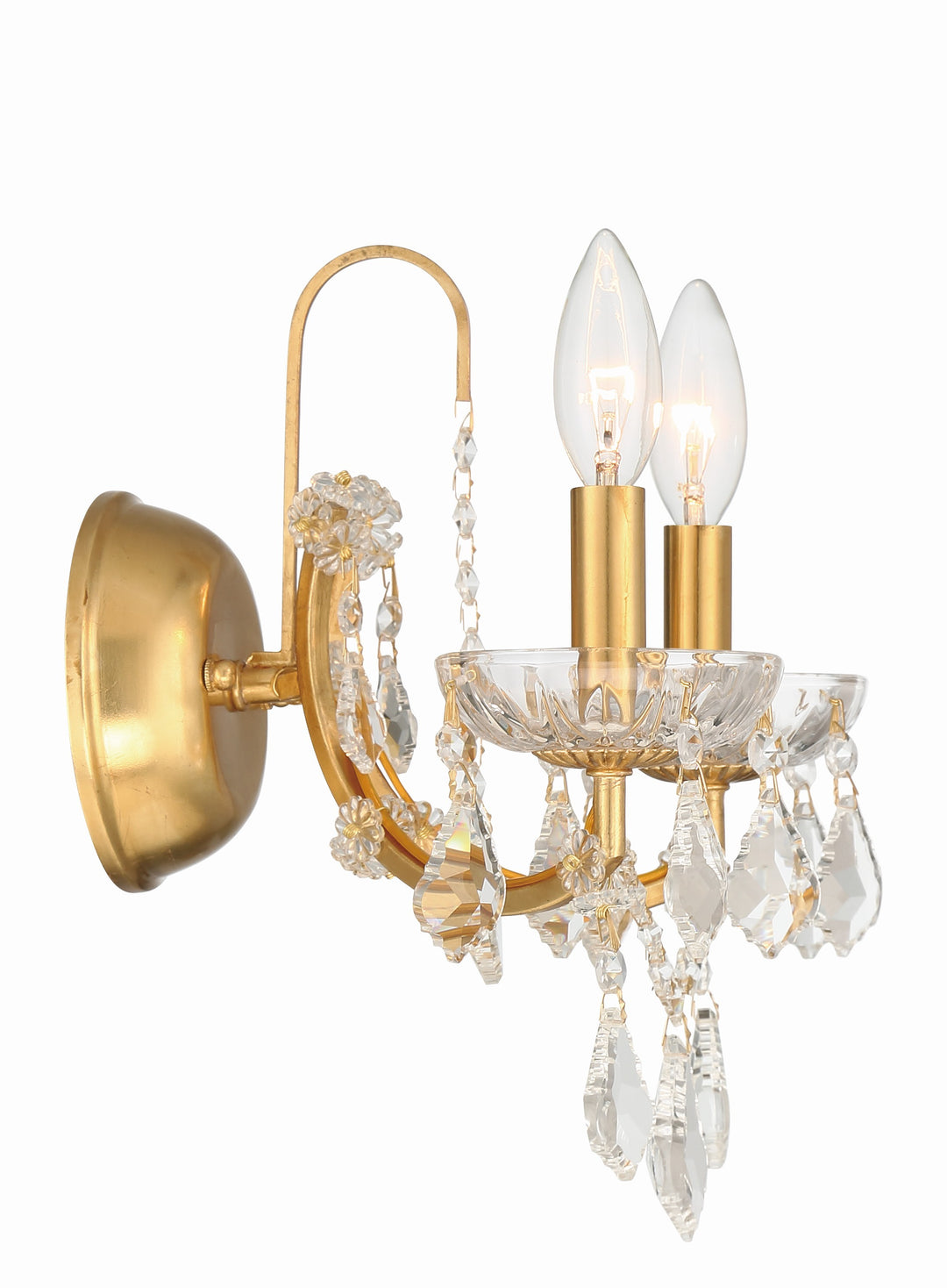 Crystorama Filmore 2 Light Spectra Crystal Antique Gold Sconce